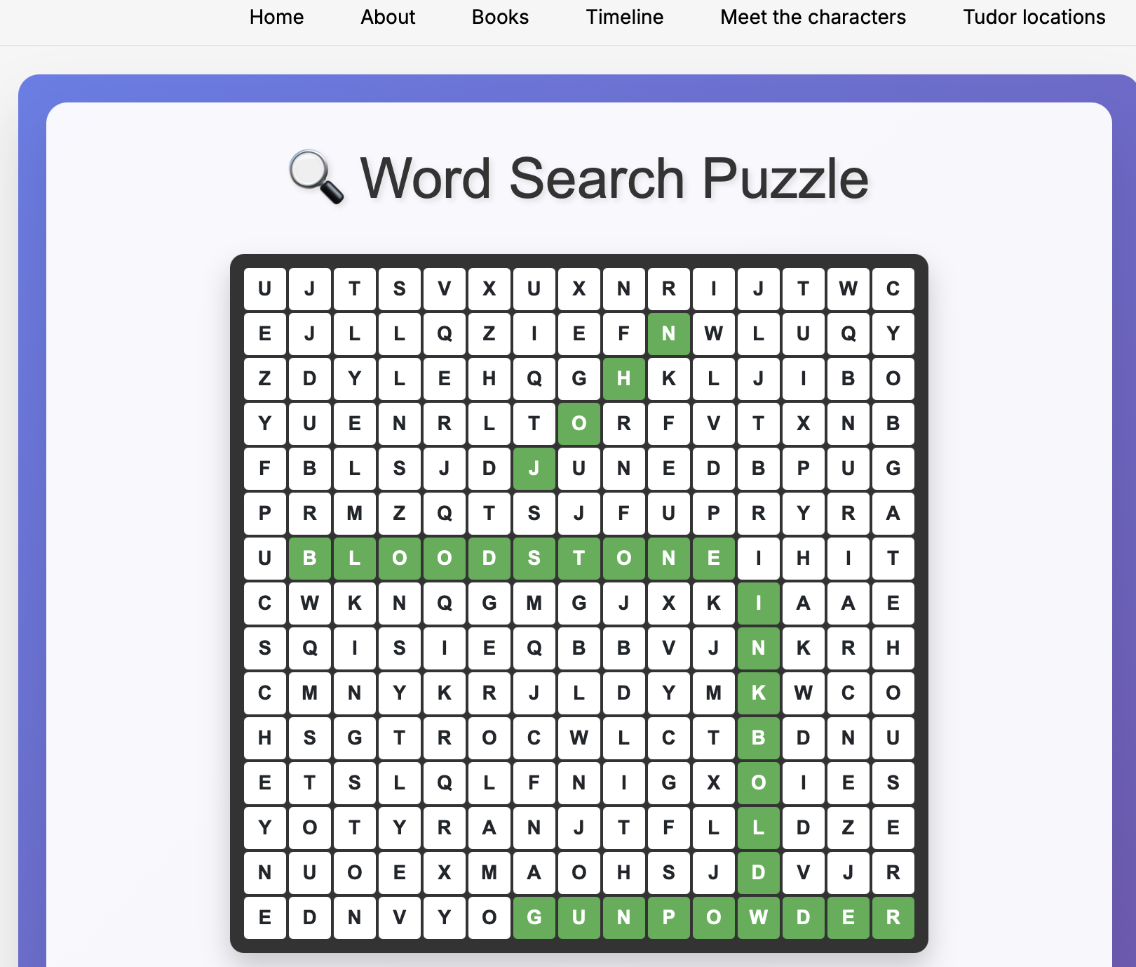 Tudor Word Search puzzle