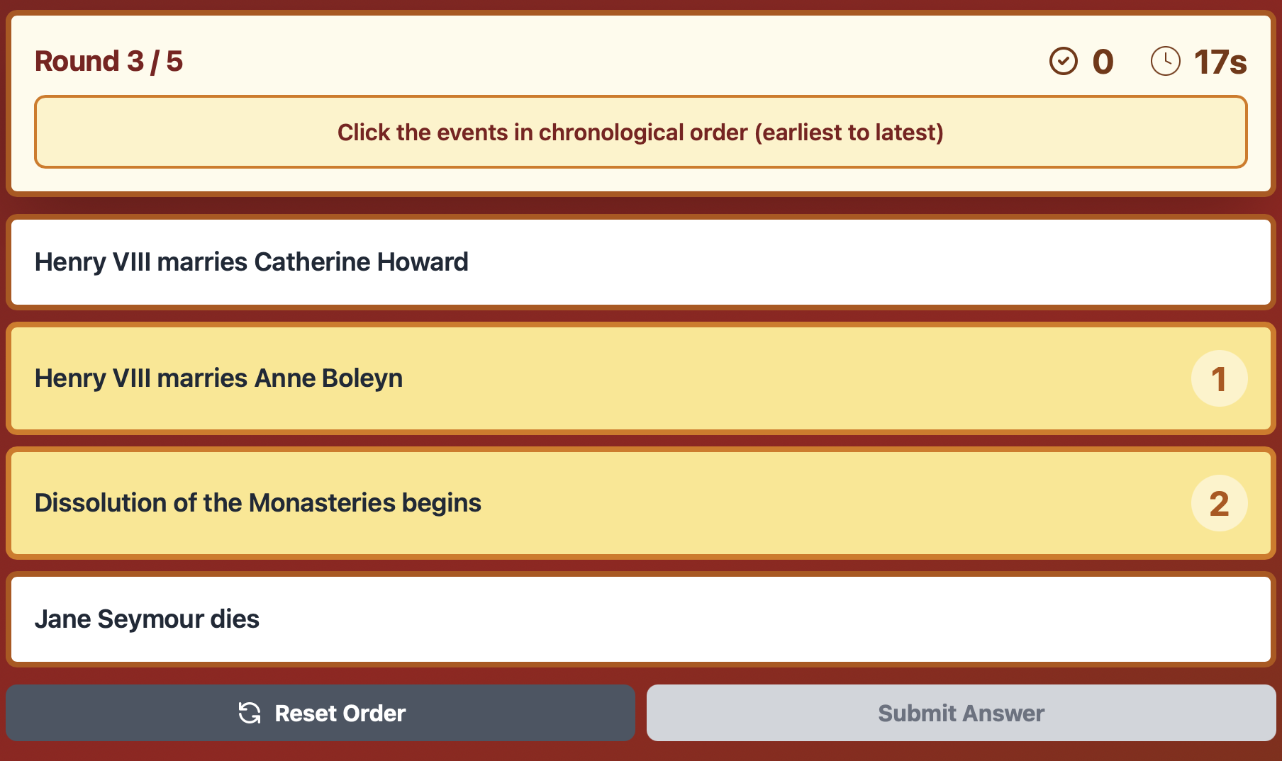 Tudor Timeline Game