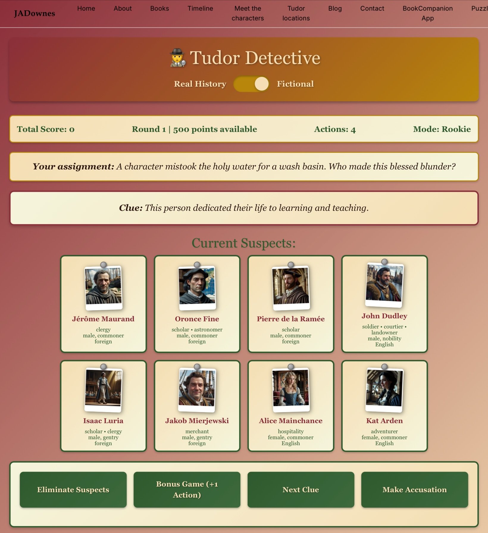 Tudor Detective Game